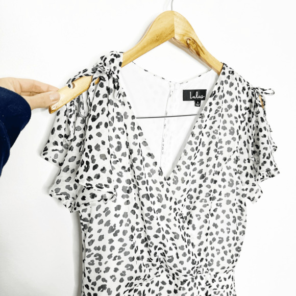 LULU'S Rules of the Jungle Black and White Leopard Print Midi Dress womens S - Picture 3 of 8